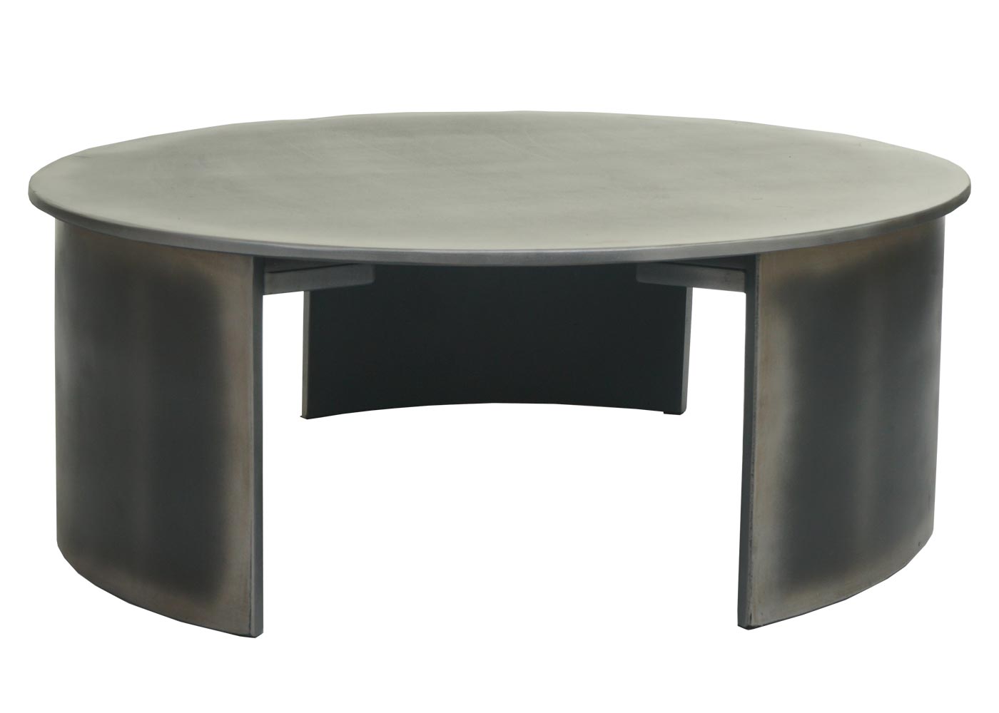 Couchtisch MCW-L74, Beistelltisch Wohnzimmertisch, MVG-zertifiziert Industrial, rund Ø80cm, Metall-Optik gebürstet