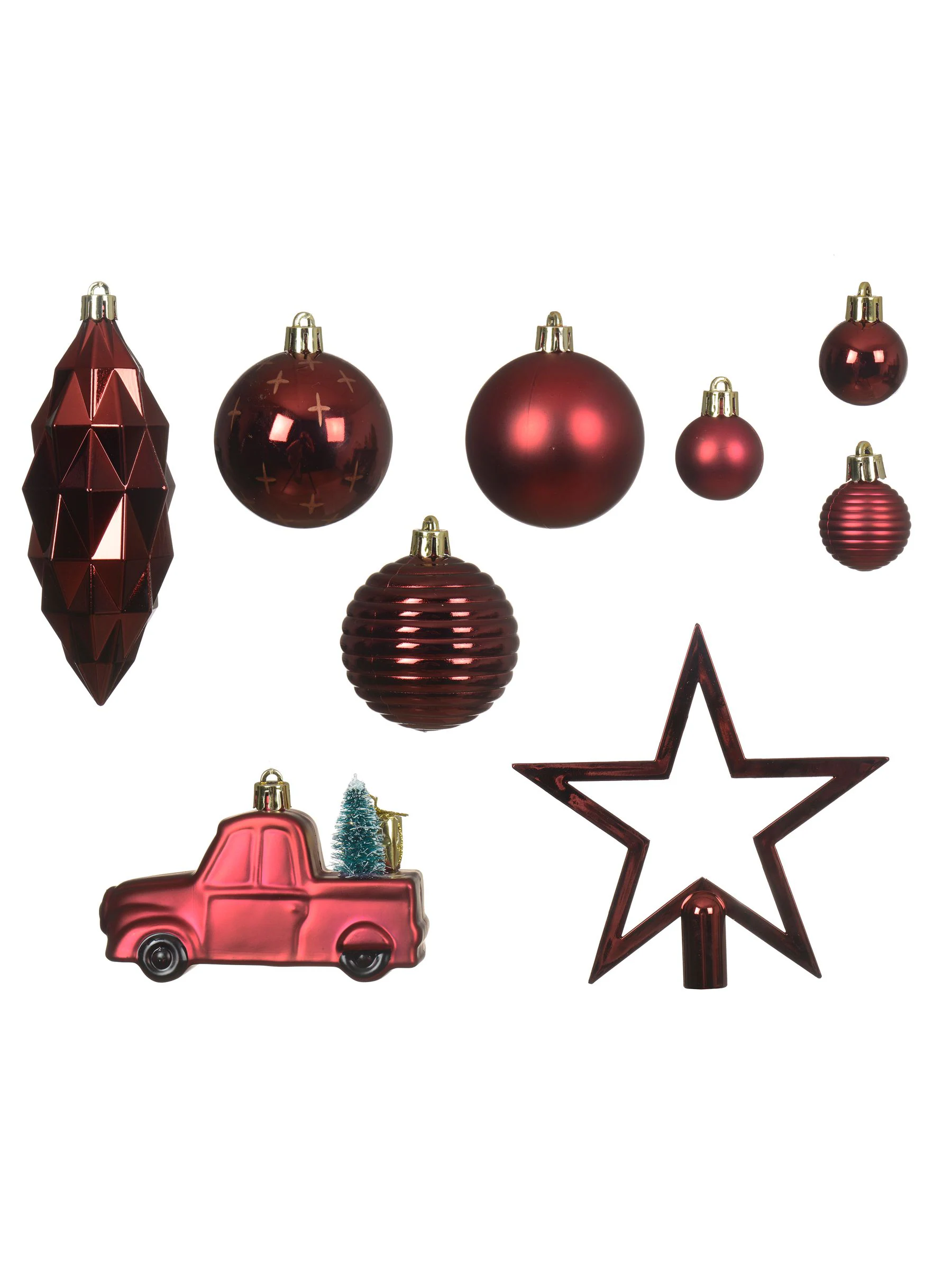 Decoris 67 Pieces onbreekbare Kerstmisboomversieringen en Kerstmisballen