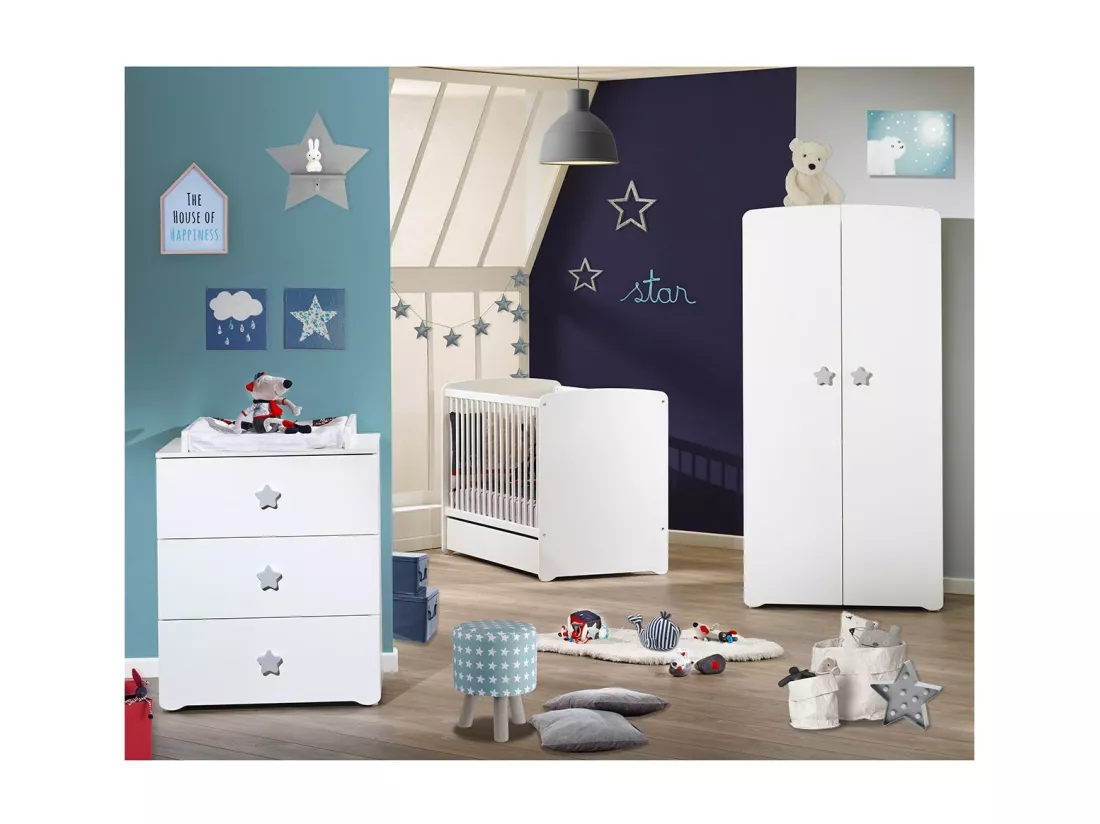 BABY PRICE Lit bebe 120x60 - 3 positions - Blanc - New Basic