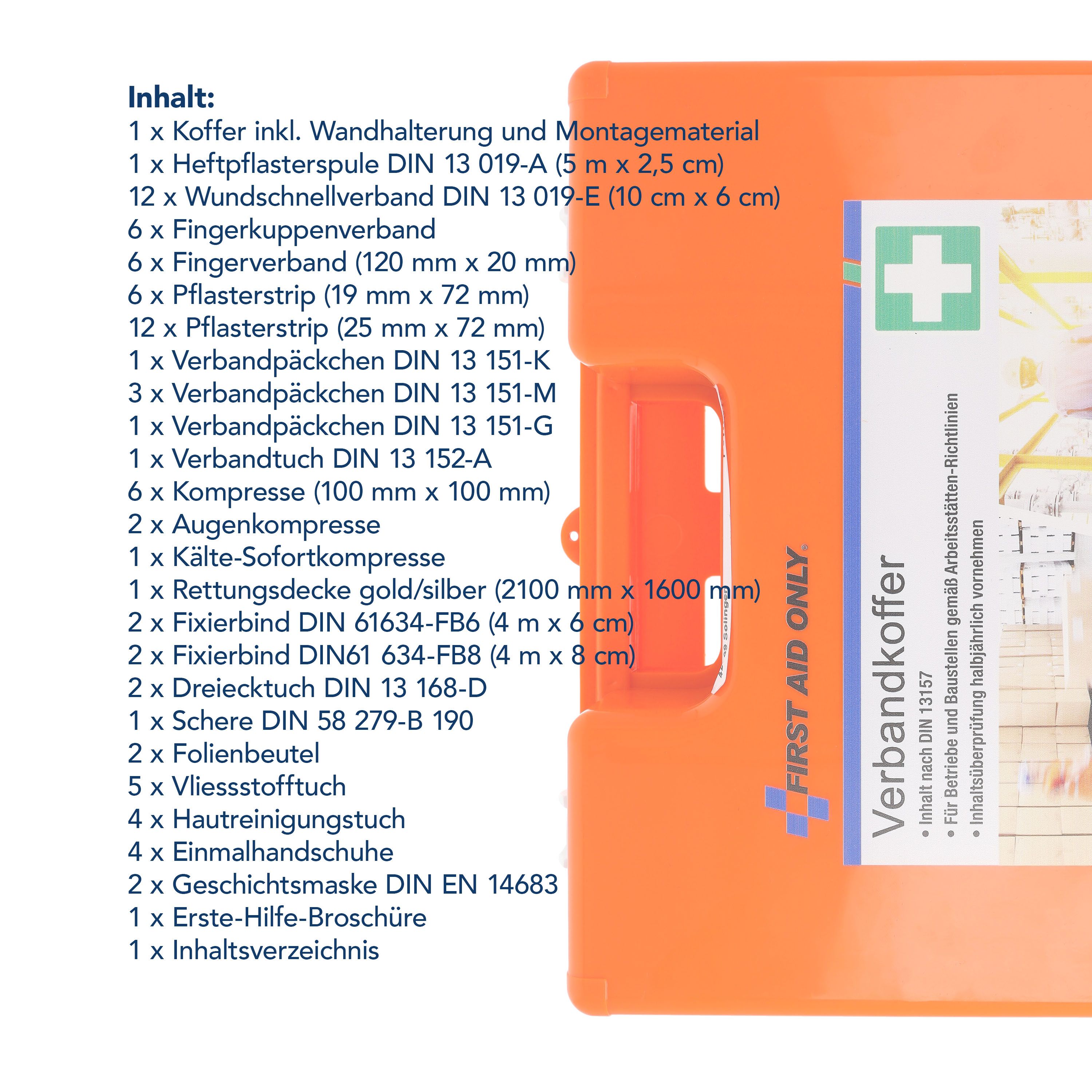 First Aid Only Verbandkoffer DIN 13157 mit Wandhalterung