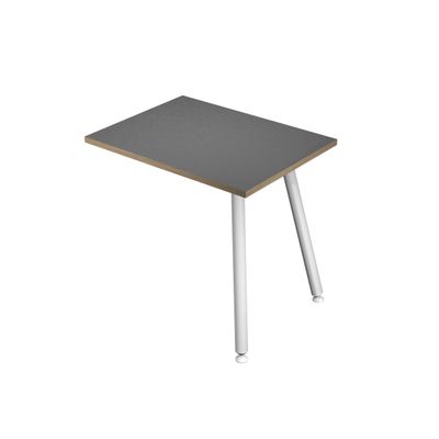 Retour direct pour bureau - L80 x H74 x P60 - Pieds métal blancs - plateau anthracite chants chêne