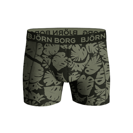 Björn Borg Cotton Stretch 5-pak Boxershorts, Sort/Grøn/Print, M