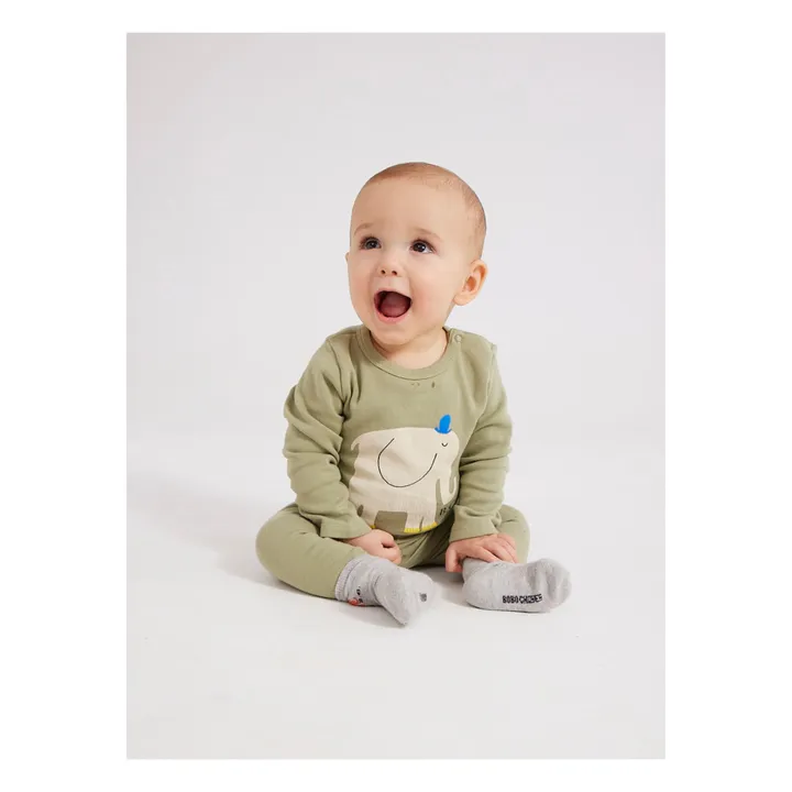 Bobo Choses Body Coton Bio Elephant | Sauge