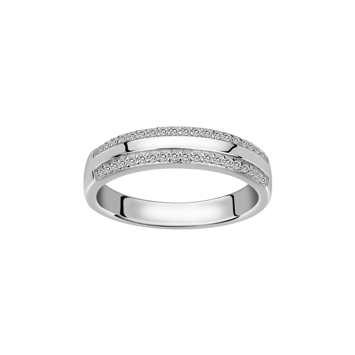 Alliance en Argent avec oxyde de zirconium blanc