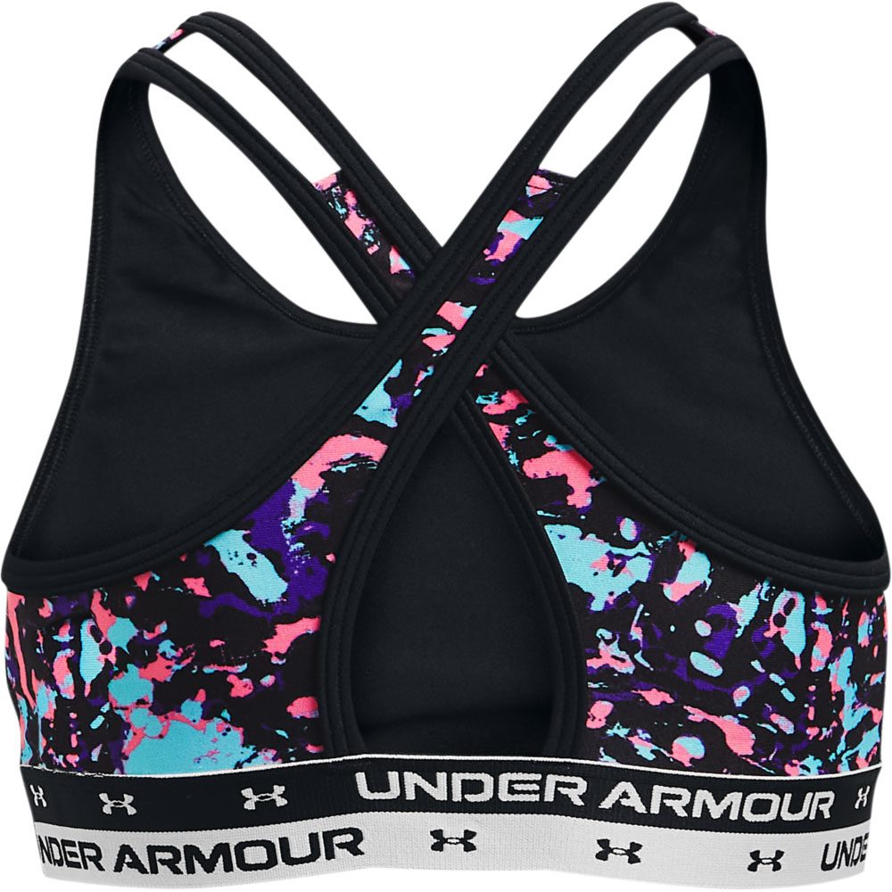 Under Armour Crossback Printed Sport BH Mädchen schwarz