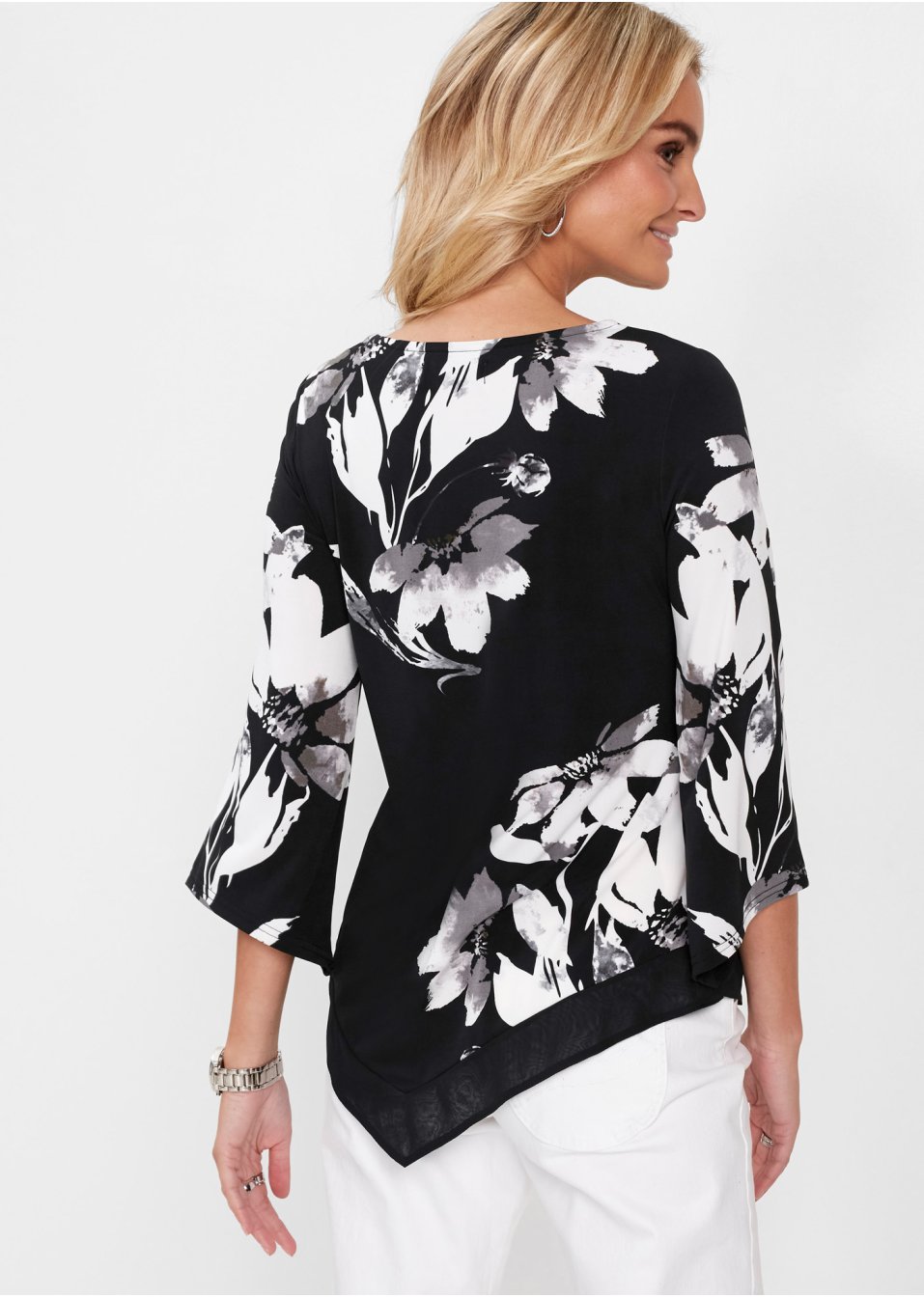 T-shirt tunique à motif floral