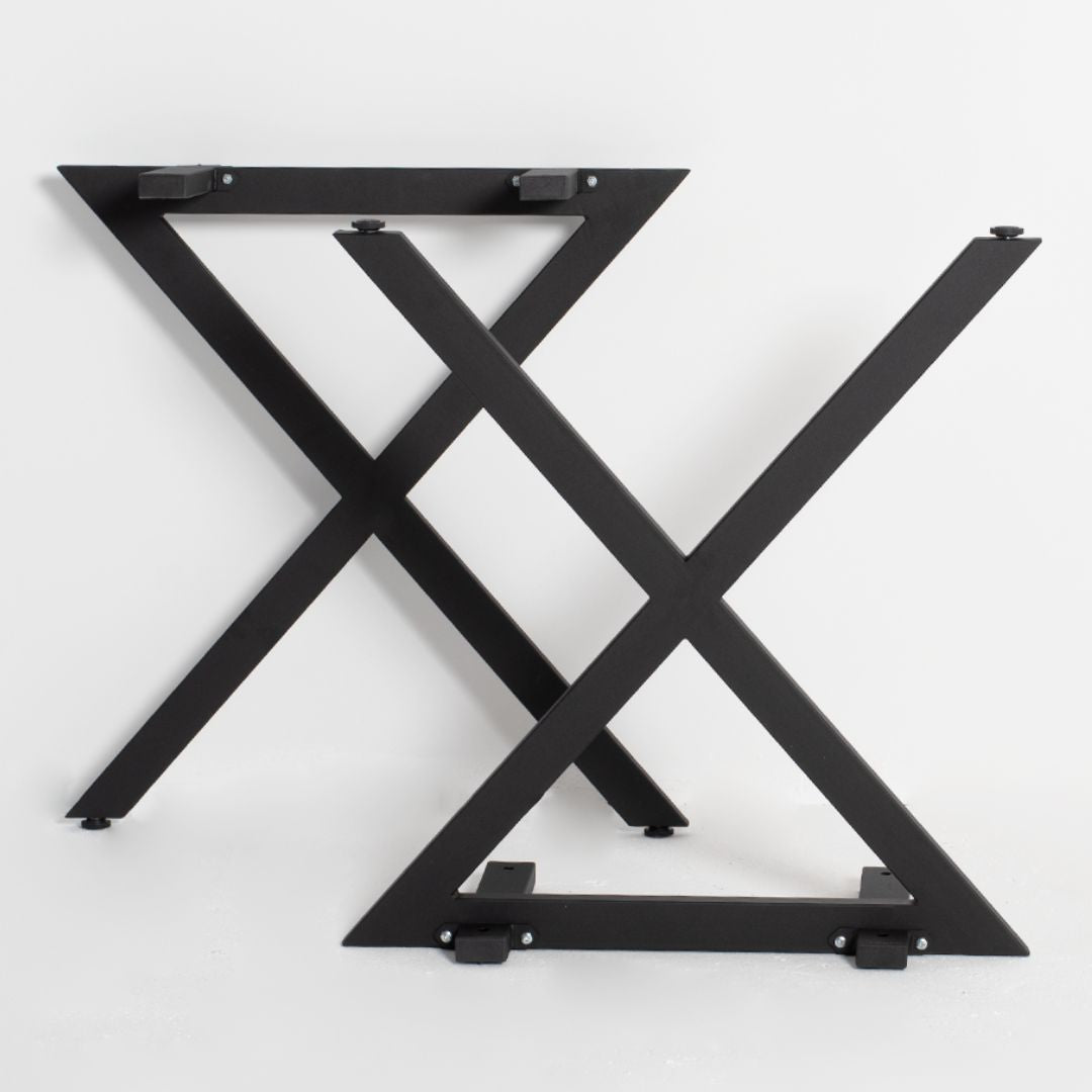holz4home® X-Struktur Tischgestell mit Querbalken Metall schwarz – 1 Paar (2 Stück)