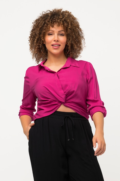 Hemdbluse, Knoten, kurz, Hemdkragen, Langarm