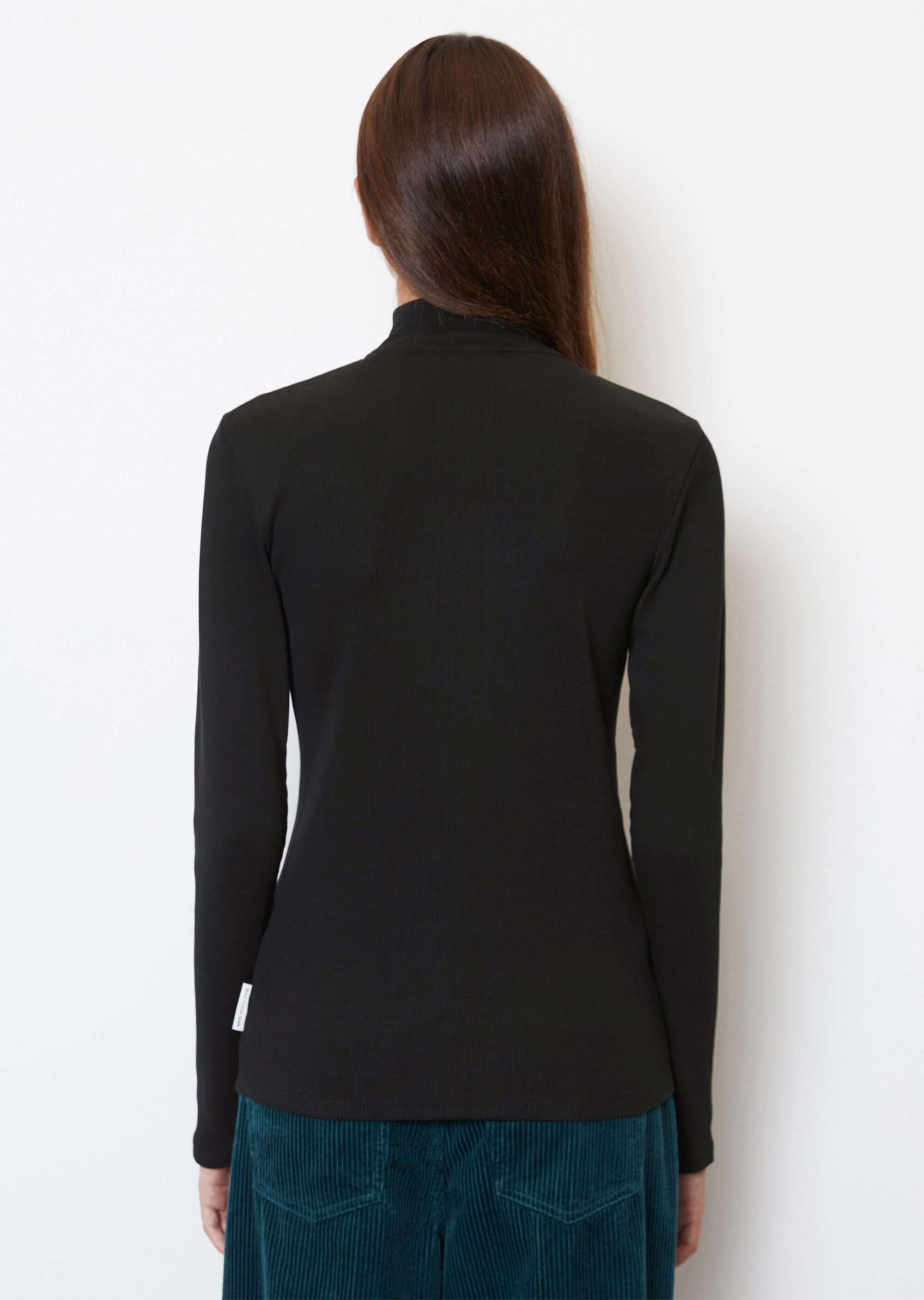 Zip-Longsleeve slim aus softem Rib-Jersey