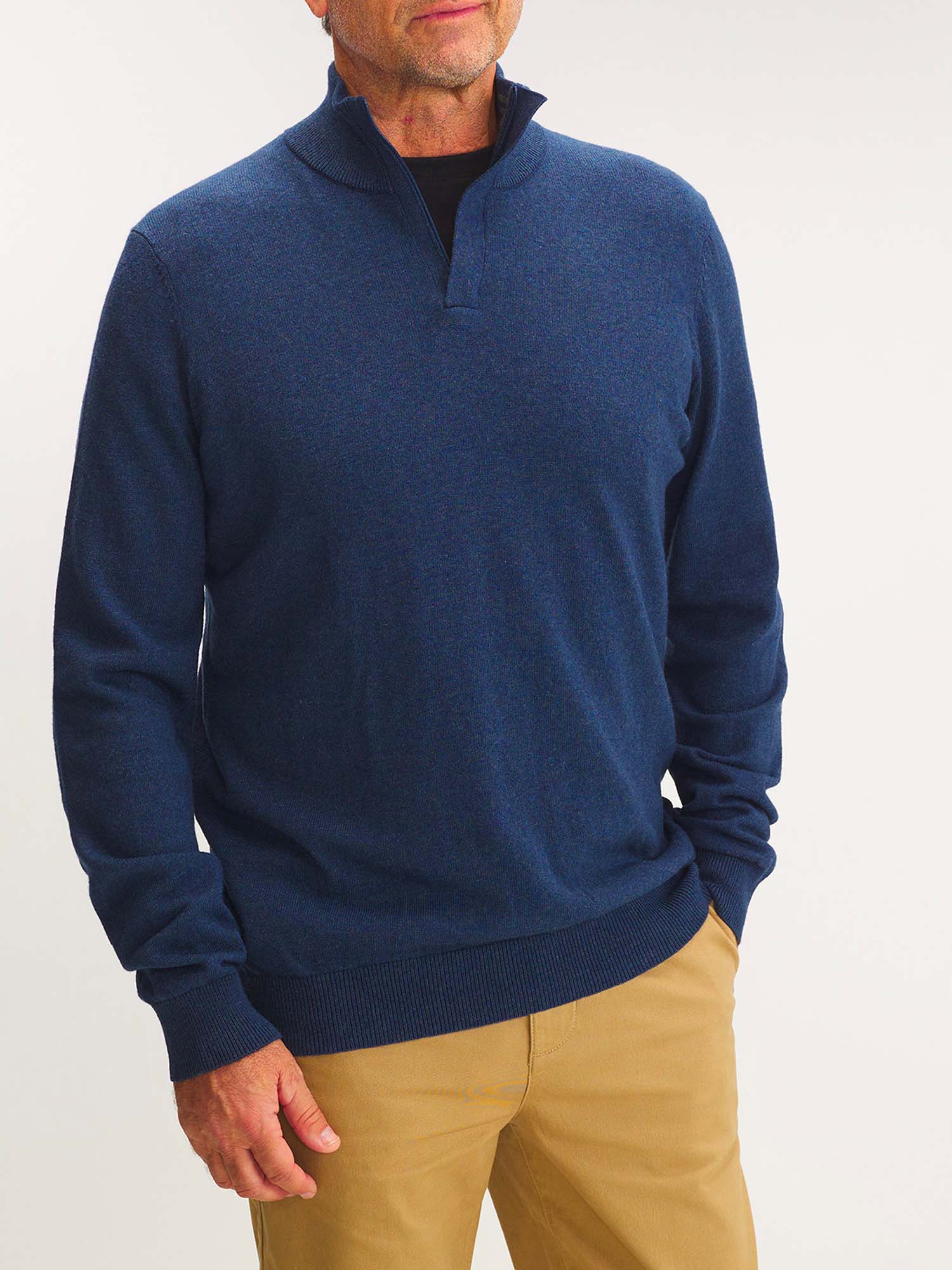 Pull Homme Col Camionneur Bleu