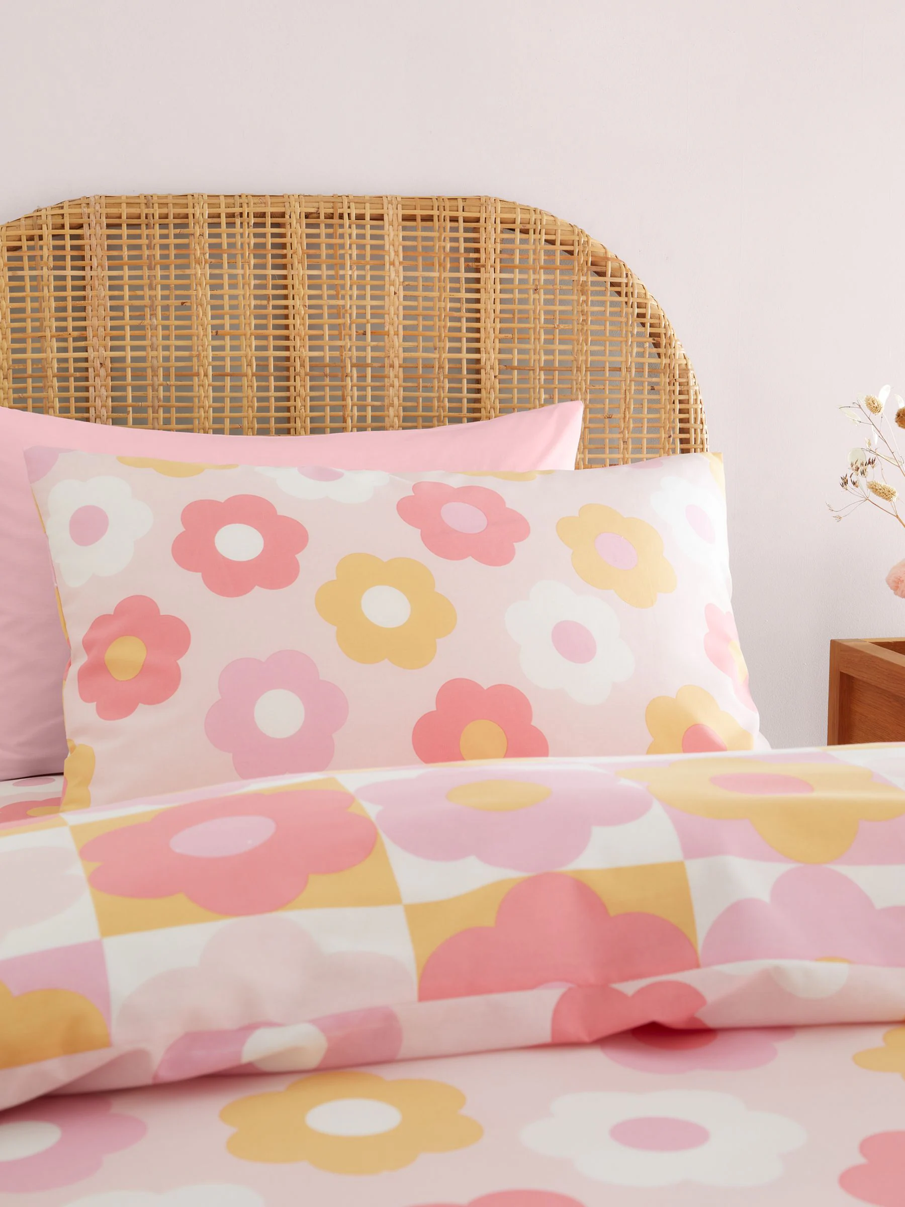 Catherine Lansfield Retro Daisy omkeerbare dekbedovertrekset