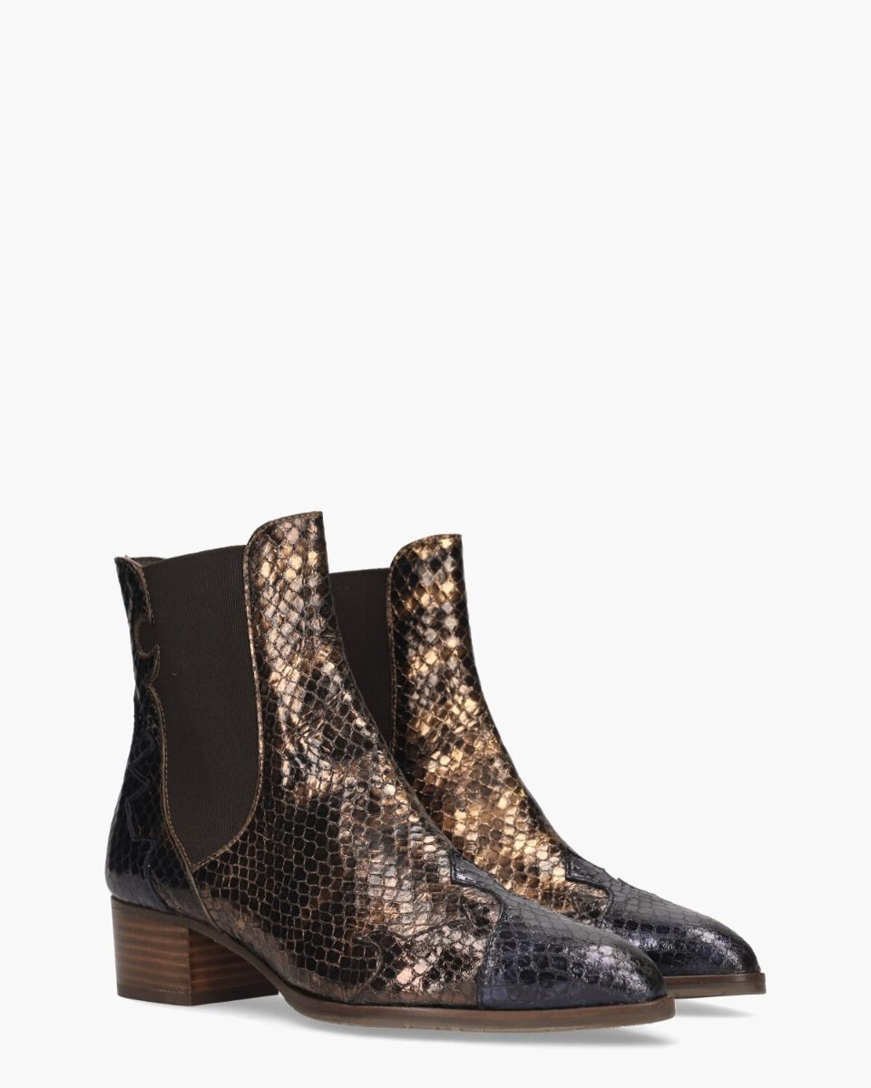 Pertini 30961 Brons/Zwart Dames Enkelboots