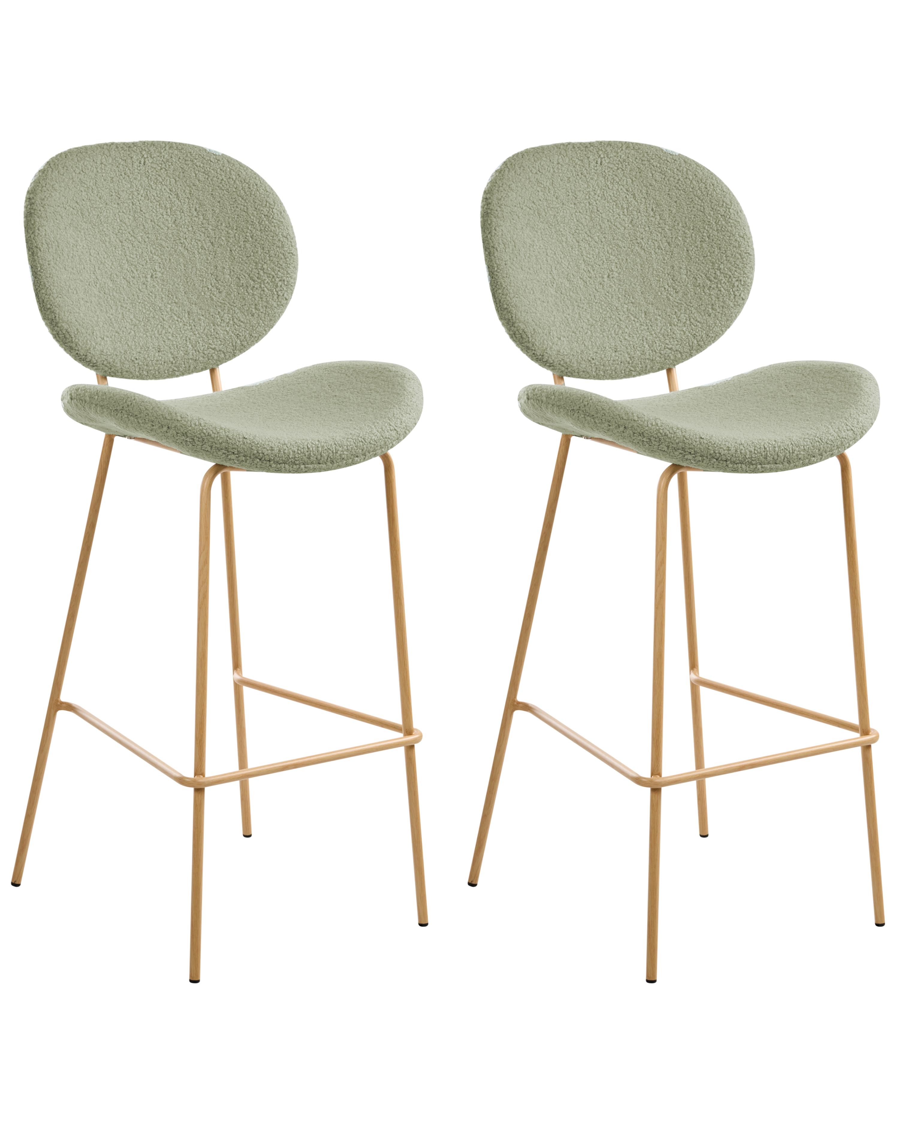 Set van 2 barstoelen LUANA Bouclé Lichtgroen