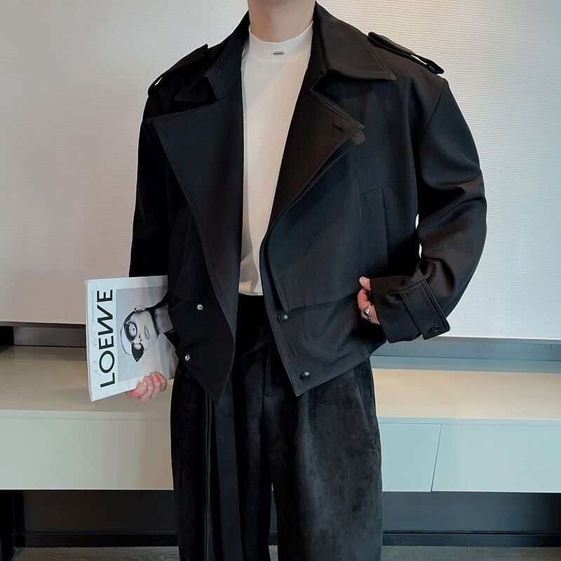 Freehop - Mock tweedelig trenchcoat met kraag en knoopsluiting
