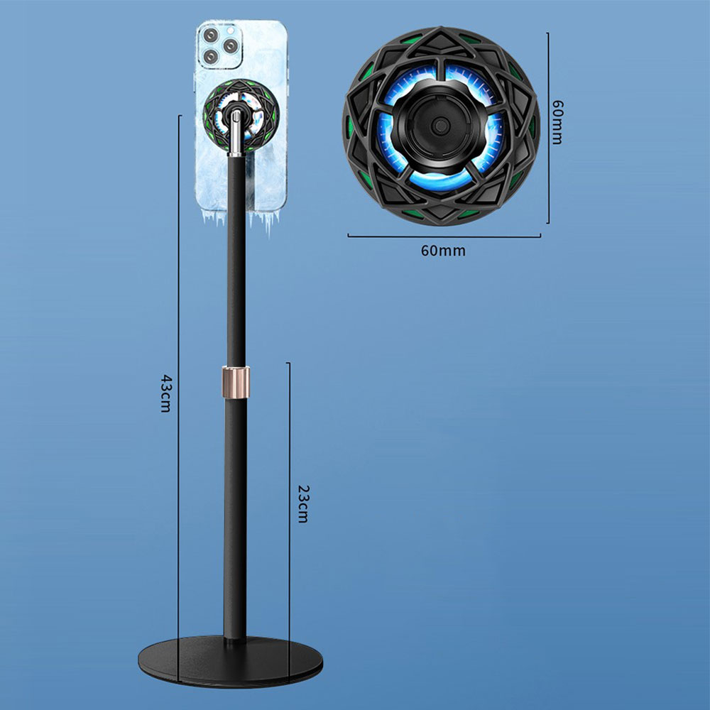 Universal Smartphone Kühler Gaming Überhitzungsschutz Ventilator inkl. Handy-Ständer - Schwarz