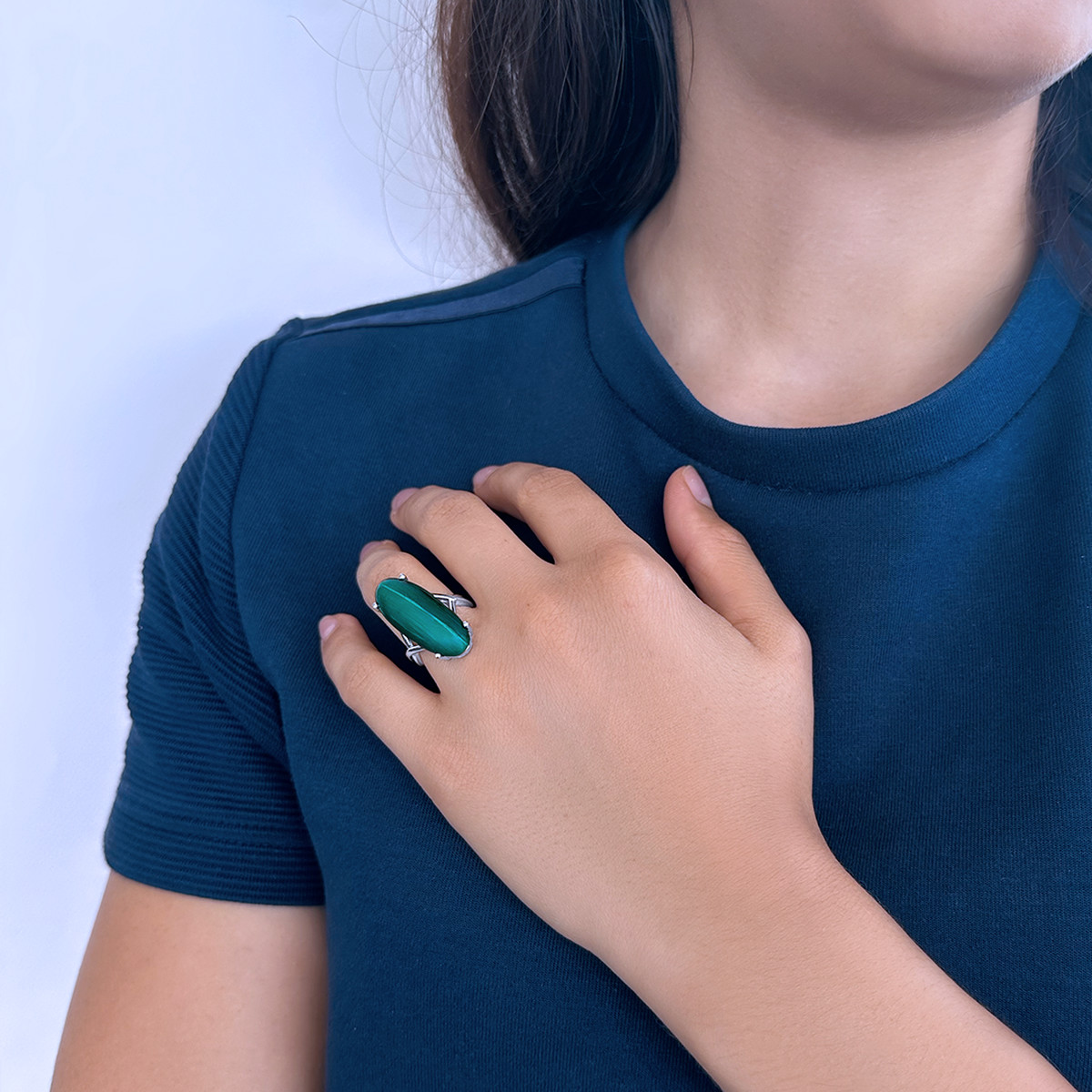 Bague argent 925 malachite