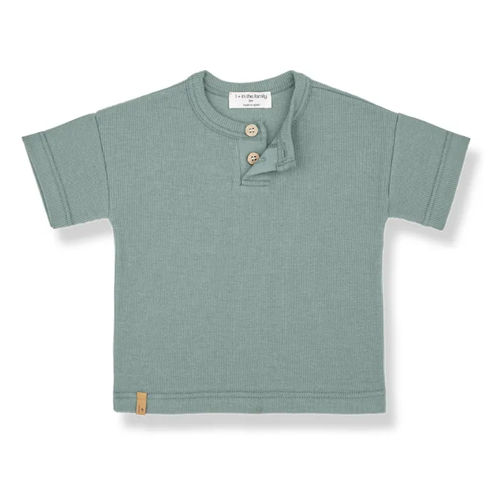 1+ in the family T-shirt Nestore Côtelé | Bleu Vert