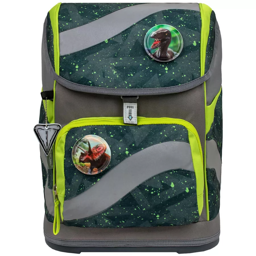 Belmil Schulranzen Smarty Schulranzen Set 6-teilig mit Brustgurt, Hüftgurt Green Splash