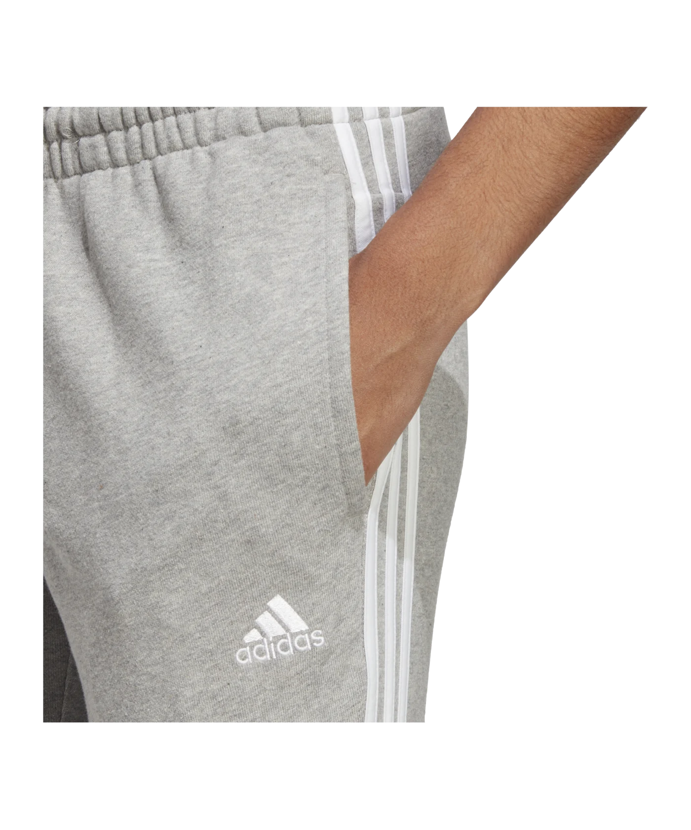 adidas Essentials 3-Stripes French Terry Cuffed Pants Grey