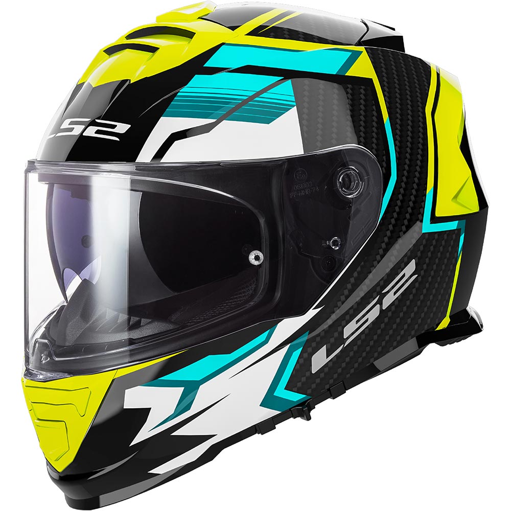 LS2 - Casque FF800 Storm II Tracker Noir / Jaune fluo / Turquoise / Brillant