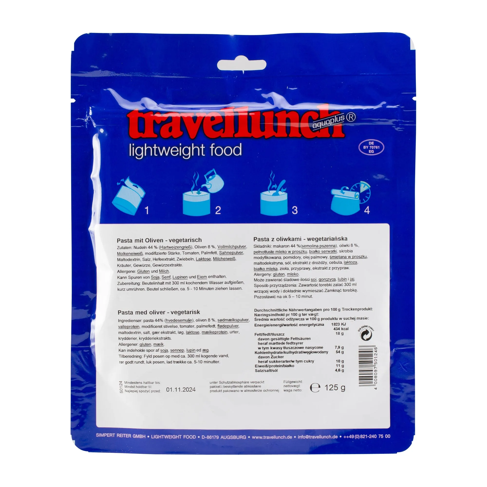 Travellunch -  Pasta mit Oliven vegetarisch 1er Packung