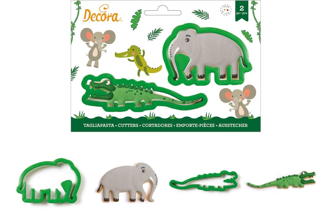 Guetzli-Ausstecher-Set Mini 2 Stück, Krokodil und ElefantAusstechformen-Set