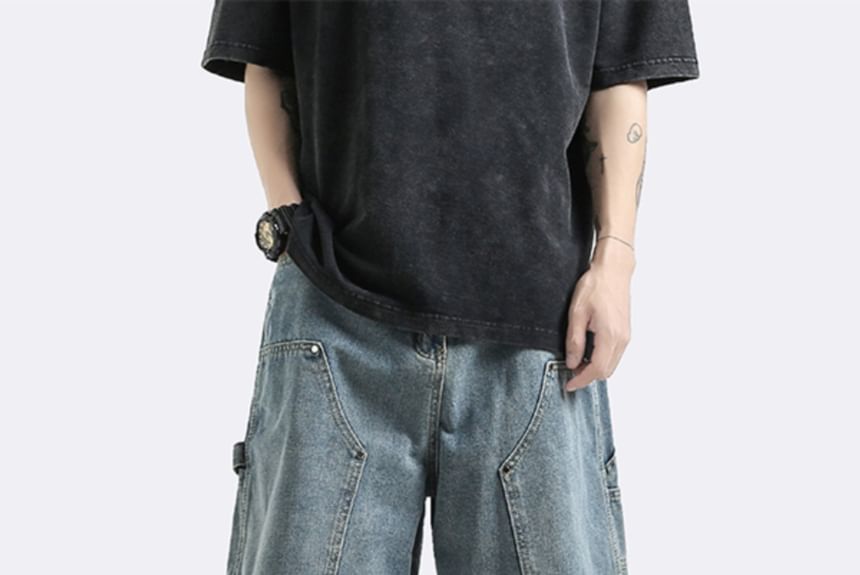Adotuastic - Hoge taille omgekeerde denim shorts