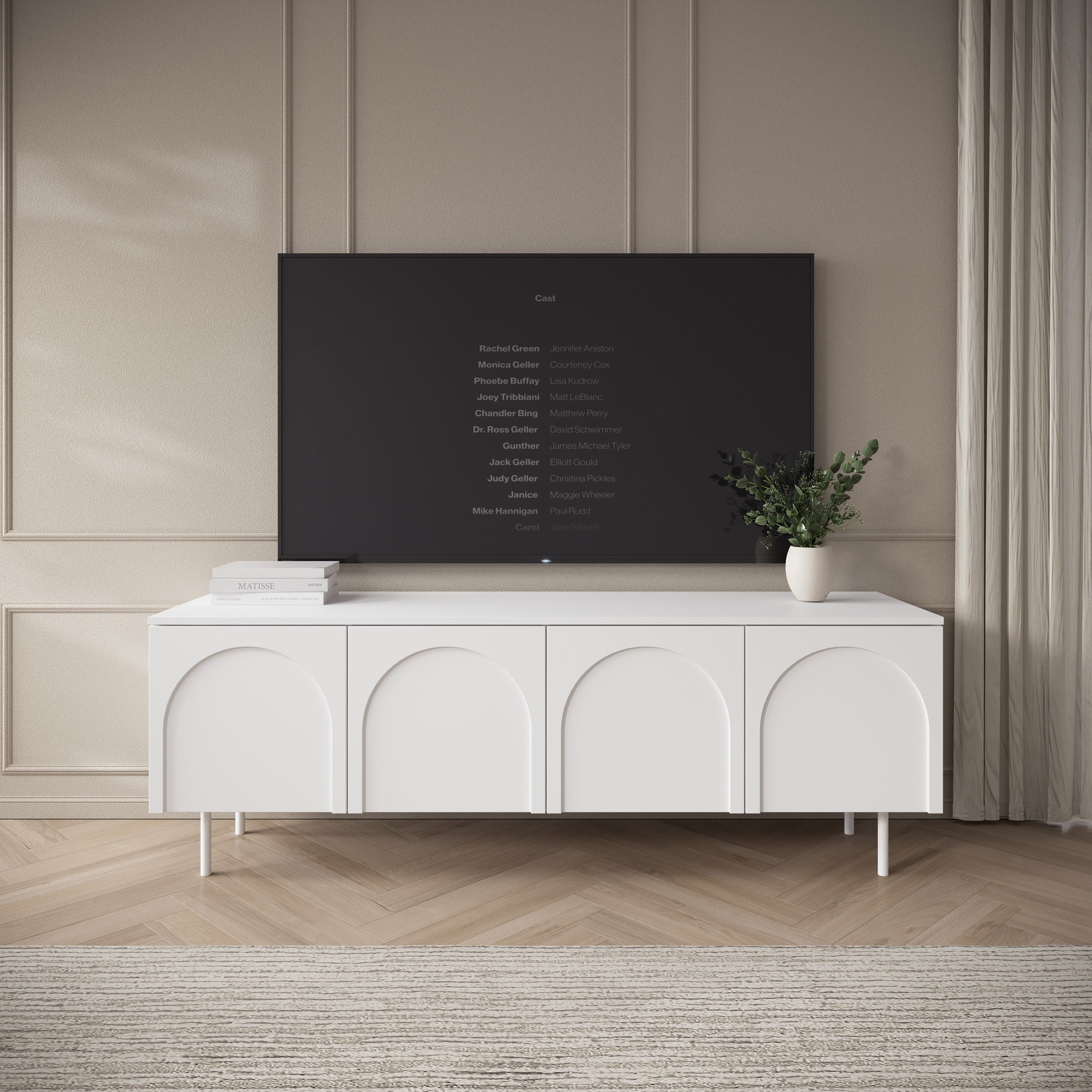 Meubella - Hilo - TV-Meubel - Wit - 161x40x56 cm