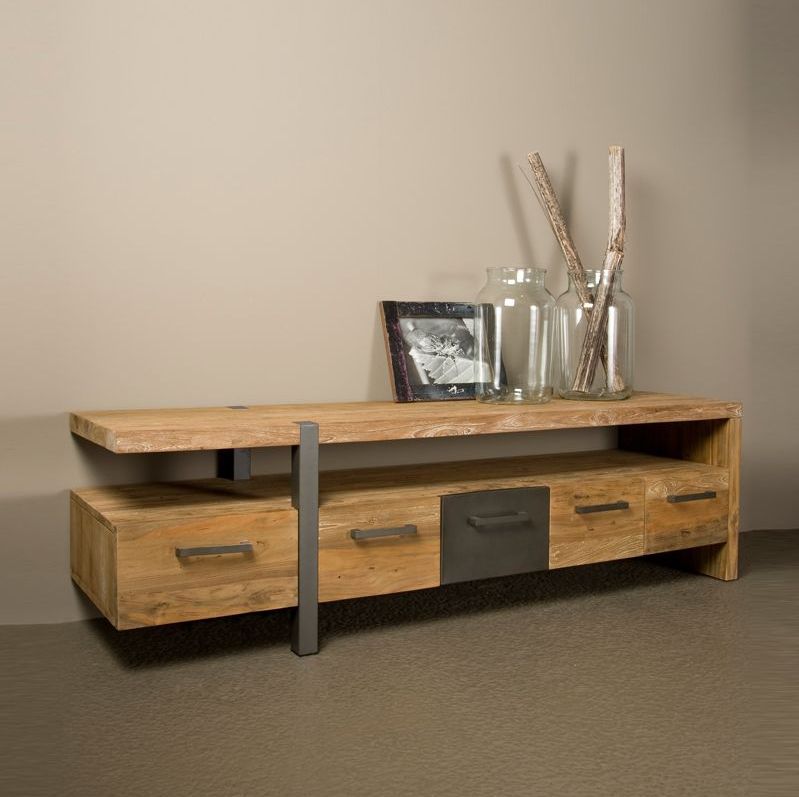 Tv-meubel teakhout - 190x40x55cm.