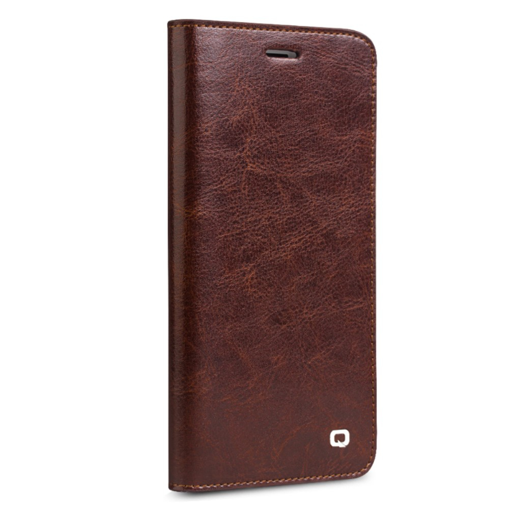 iPhone SE (2022/2020) / 8 / 7 / 6S Echtleder Tasche Flip Cover mit Kartenfächer - Braun