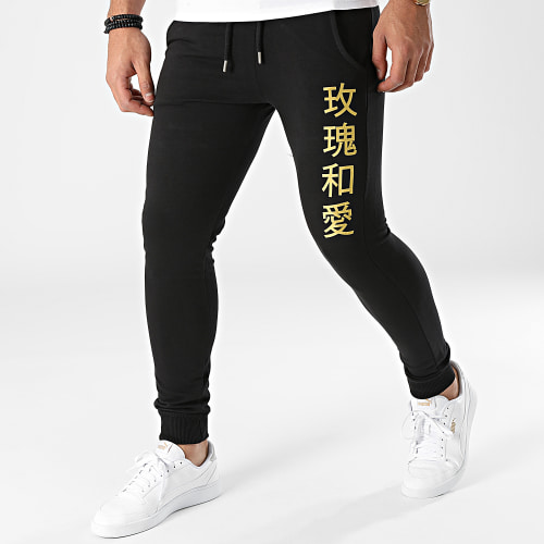 Pantalon Jogging Kanjis Noir Doré