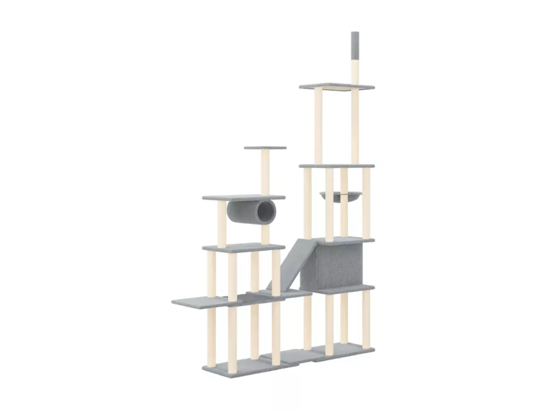 Arbre à chat avec griffoirs en sisal Gris clair 279 cm