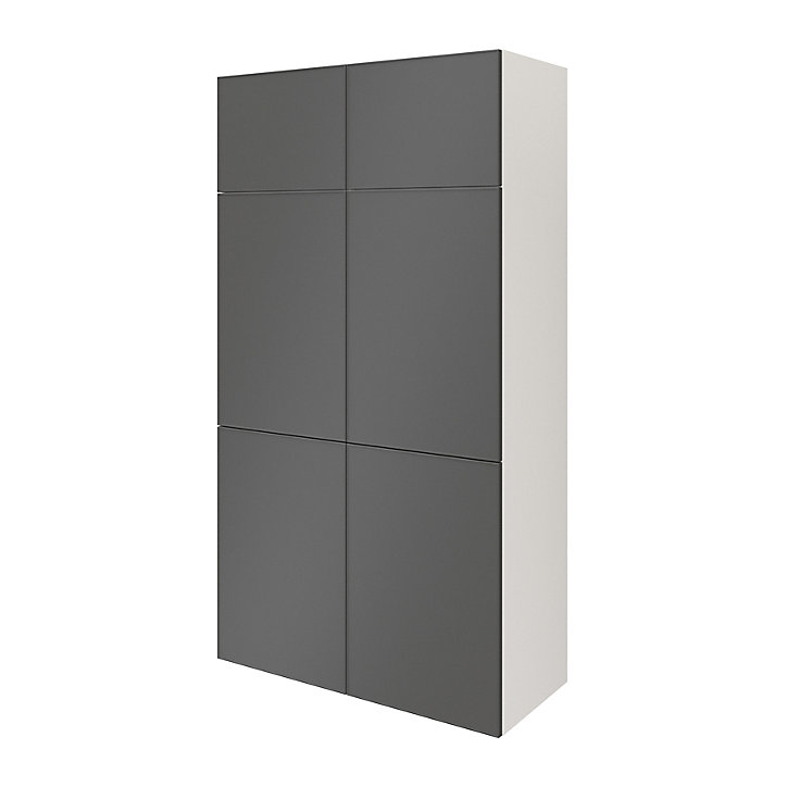 Armoire blanche 6 portes antracite mates GoodHome Atomia H. 187,5 x L. 100 x P. 47 cm