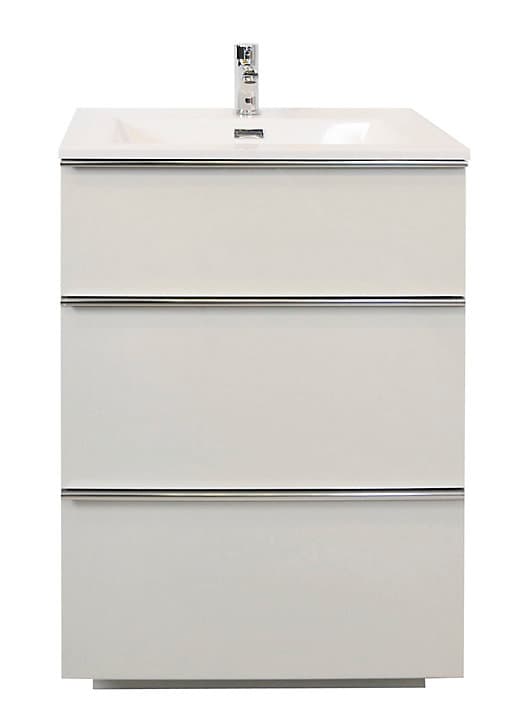 Meuble sous vasque à poser Pamili 60cm blanc + plan vasque resine blanc Pamili 60cm