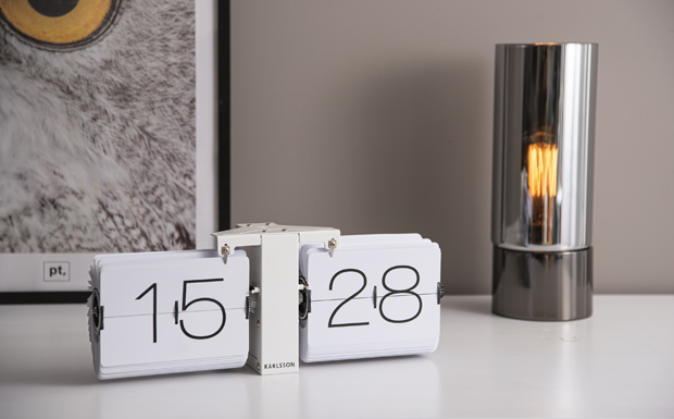 Flip clock No Case white, matt white stand