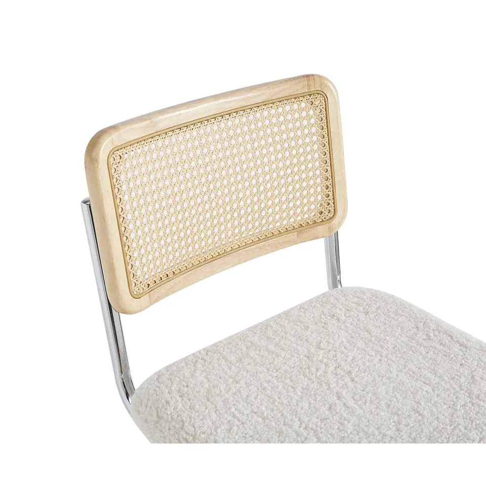 Set van 2 metalen barkrukken met witte lussen rietwerk