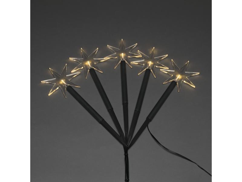 Konstsmide LED-Stern 24 cm, 5er Set Sterne mit Erdspiess