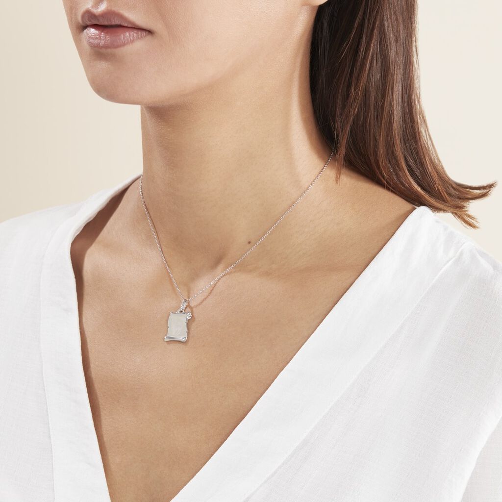 Pendentif Zodiaque Parchemin Argent Blanc