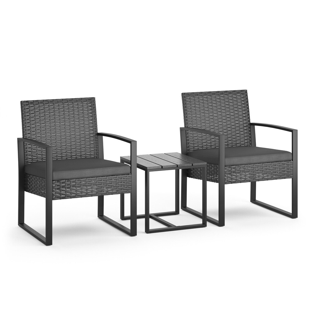 OK-Living Sitzgruppe Gartenmöbel Gartensitzgruppe Rattan Anthrazit Stuhl Tisch