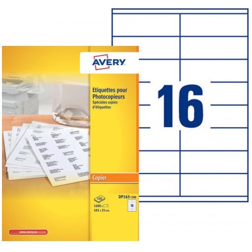 Étiquettes avery 105 x 35 mm blanches coins carrés boîte 1600