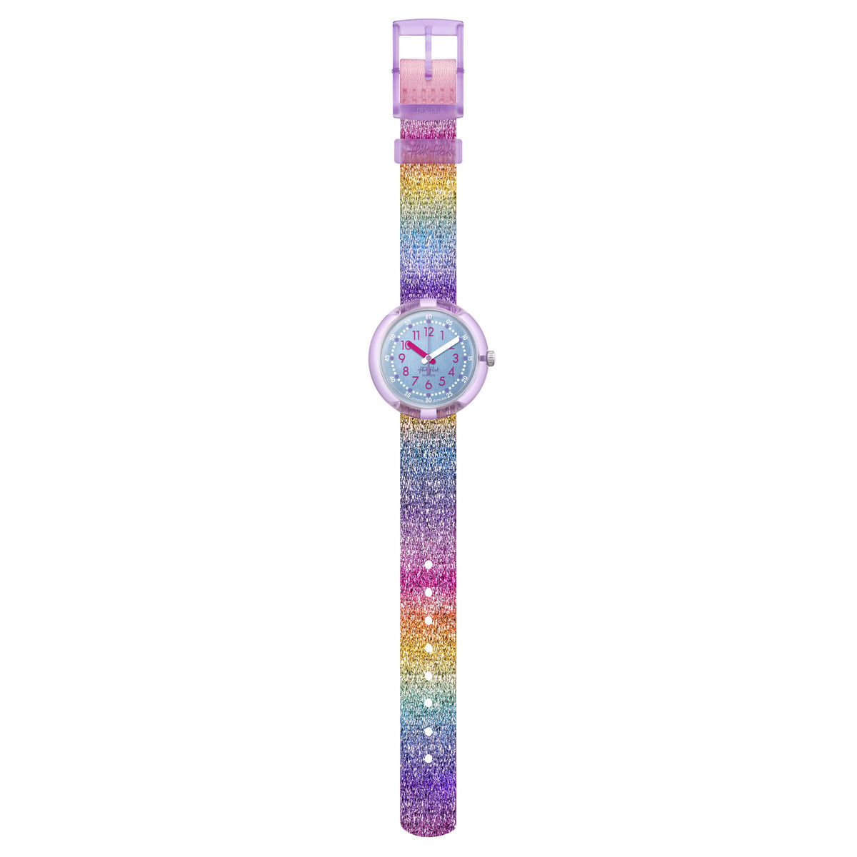 Montre FLIK FLAK Shine Bright Christmas enfant bracelet tissu recyclé rose
