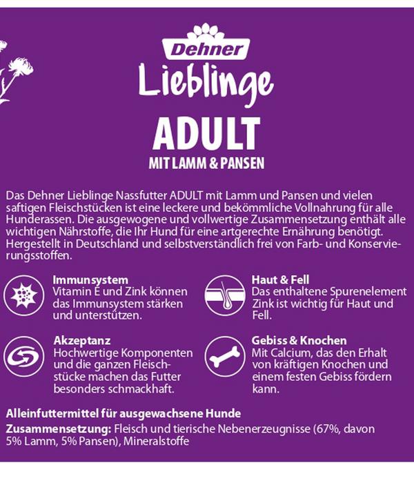 Dehner Lieblinge Nassfutter für Hunde Adult
