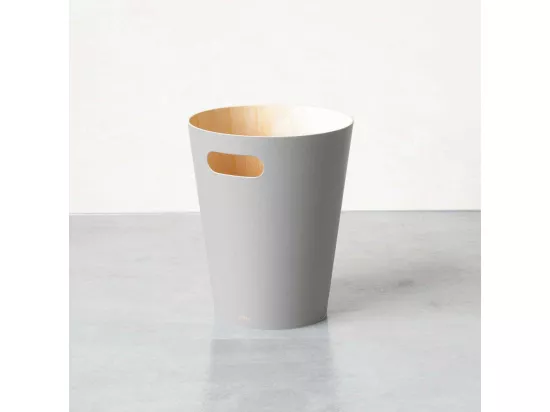 Poubelle à papiers en bois Woodrow grise 7.5L