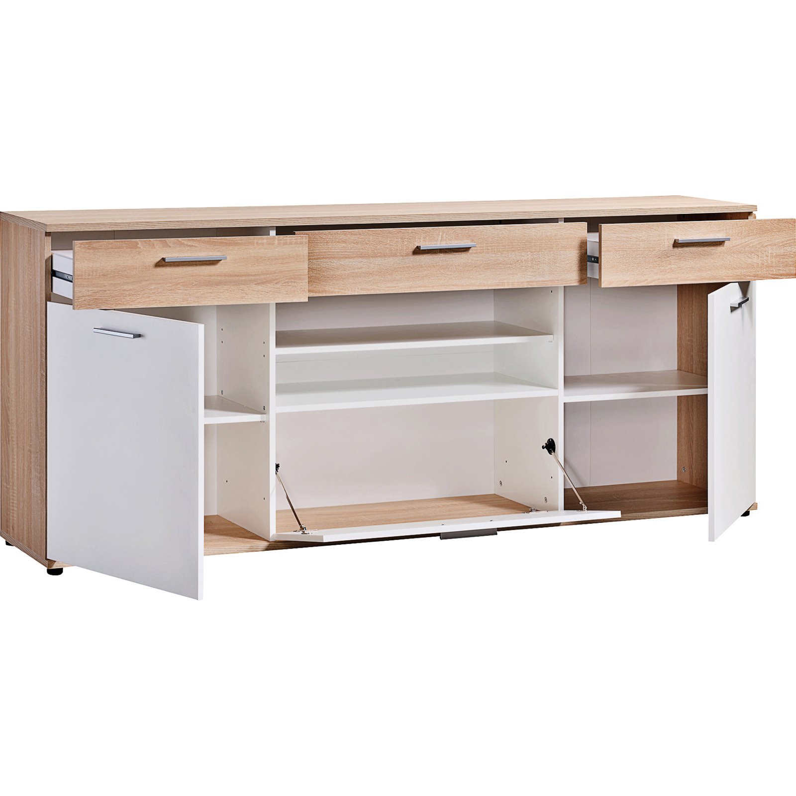 Sideboard Oscar Dekor Eiche Sonoma weiss 192 x 82 x 40 cm