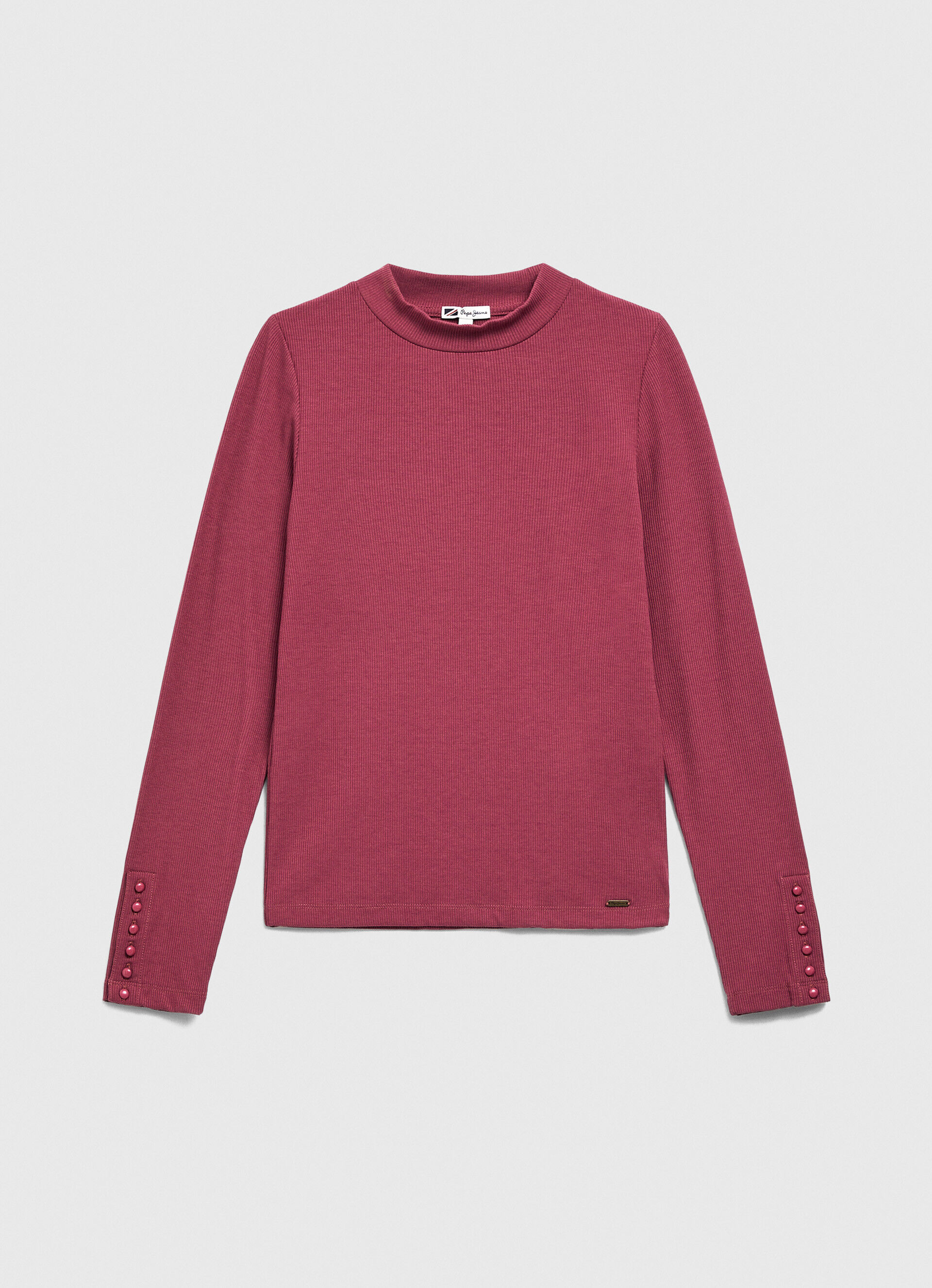 Camiseta canelada de manga comprida - rosa blush escuro