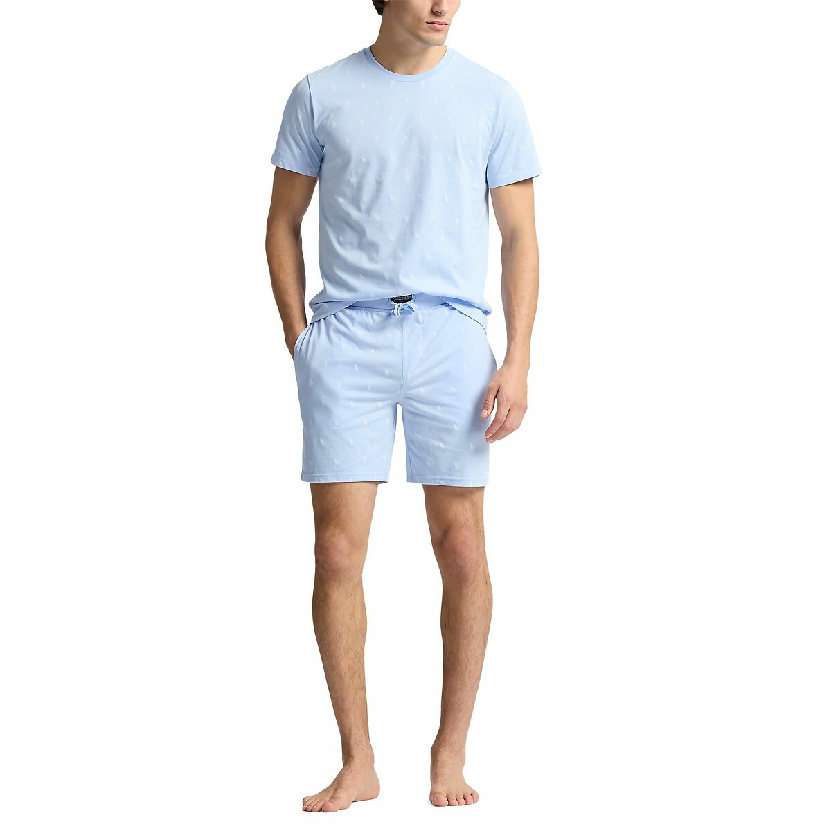 POLO RALPH LAUREN<br>Camisa de pijama com estampa de pônei em malha de algodão