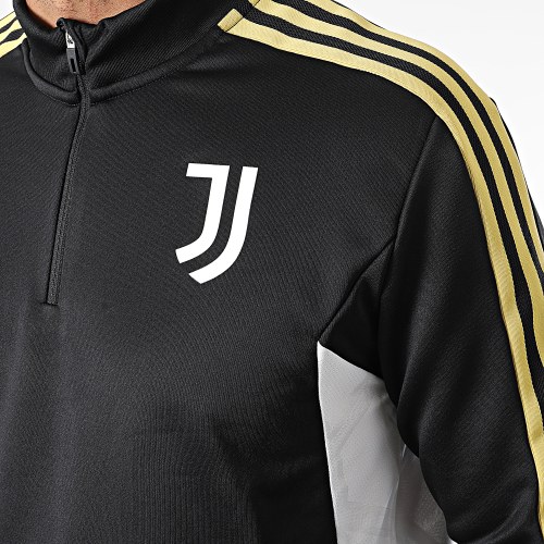 Sweat Col Zippé A Bandes Juventus HA2641 Noir
