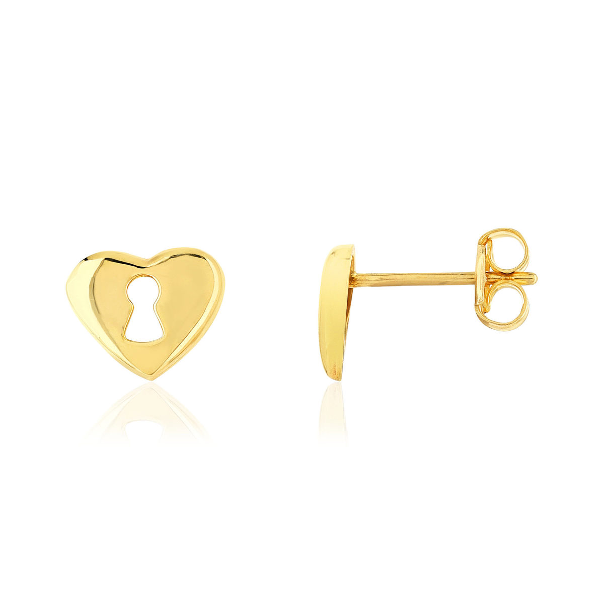 Boucles d'oreilles or 375 jaune, motif coeur