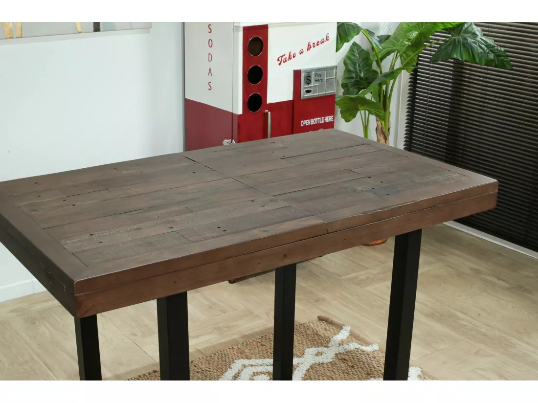 Table haute extensible bois recyclé 120-160 cm SAMOA