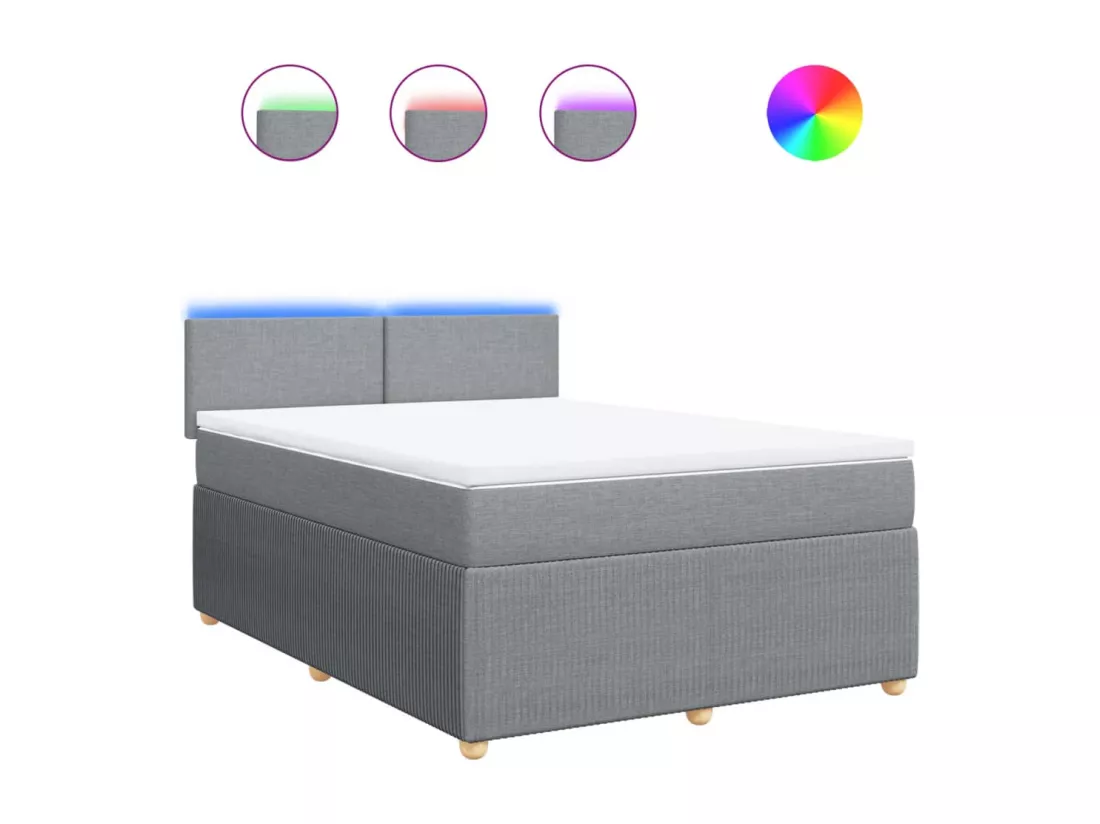 Sommier à lattes de lit avec matelas Gris clair 140x190cm Tissu